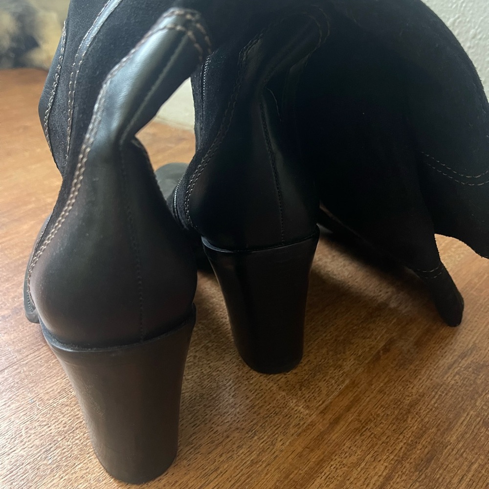 Franco Sarto Black Leather Heeled Boots - Picture 6 of 9